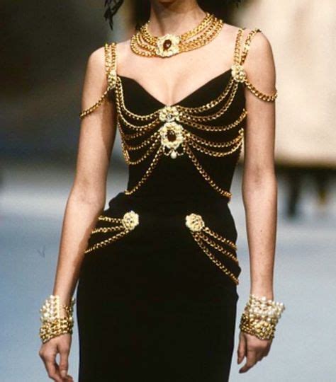 Versace 90s gold chain dresses .